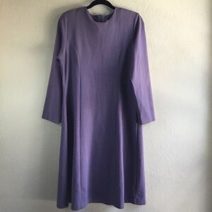 Lester Square Purple Minimalist Lagenlook Modest Oversized Midi Dress Sz 12